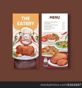 Menu template with chef day concept,watercolor style
