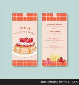 Menu template with happy pancake day concept,watercolor style 