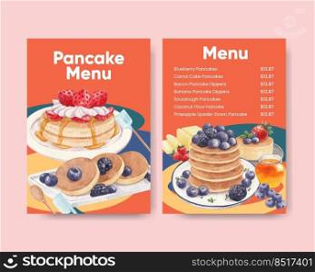 Menu template with happy pancake day concept,watercolor style 
