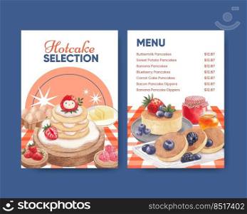 Menu template with happy pancake day concept,watercolor style
