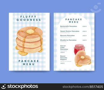 Menu template with happy pancake day concept,watercolor style 