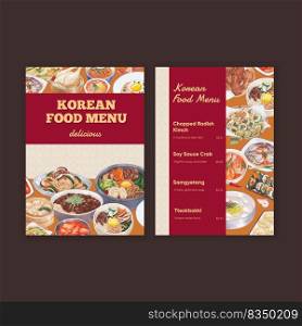 Menu template with Korean foods concept,watercolor style
