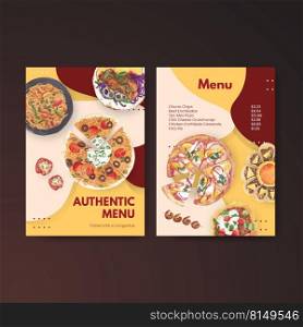 Menu template with Mexican food concept design watercolor illustration 