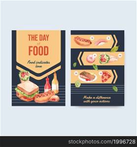 Menu template with world food day concept design for restaurant and food shop watercolor vector