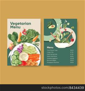 Menu template with world vegetarian day concept,watercolor style 