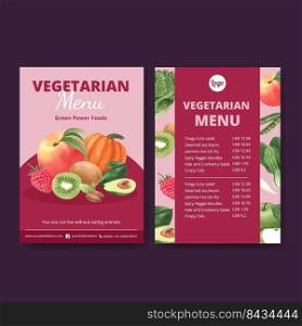 Menu template with world vegetarian day concept,watercolor style
