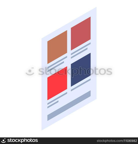 Menu web page icon. Isometric of menu web page vector icon for web design isolated on white background. Menu web page icon, isometric style