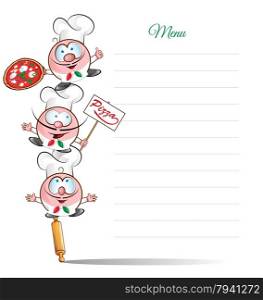 menu with funny chef cartoon