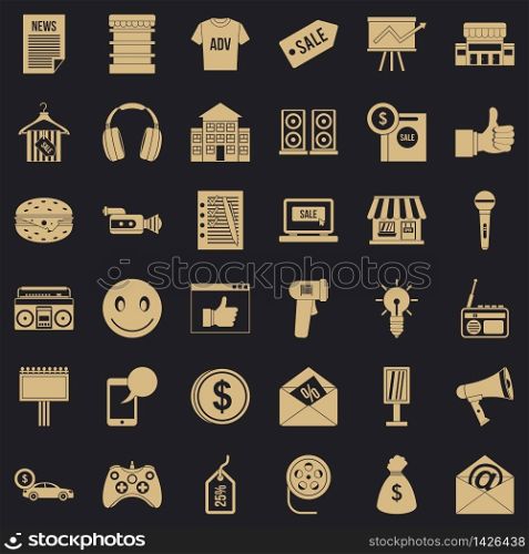 Merchandising icons set. Simple set of 36 merchandising vector icons for web for any design. Merchandising icons set, simple style