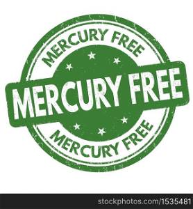 Mercury free sign or stamp on white background, vector illustration