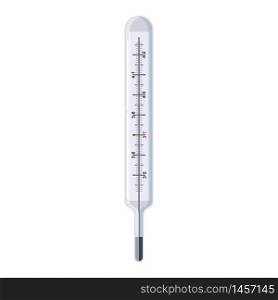Mercury medical glass thermometer. For measuring the temperature of the human body. Mercury medical glass thermometer. For measuring the temperature of the human body. Template isolated vector illustration on white background