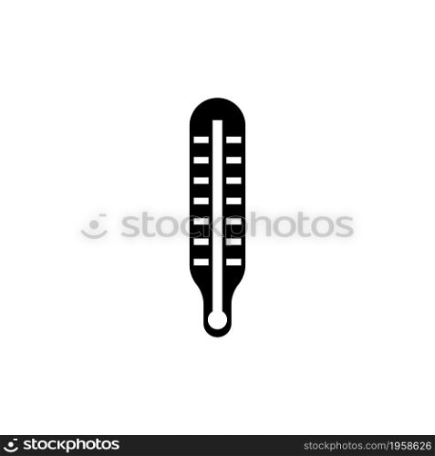 Mercury medical thermometer, temperature measurement. Flat Vector Icon illustration. Simple black symbol on white background. Medical thermometer sign design template for web and mobile UI element. Mercury medical thermometer, temperature measurement. Flat Vector Icon illustration. Simple black symbol on white background. Medical thermometer sign design template for web and mobile UI element.