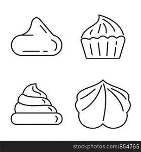 Meringue icons set. Outline set of meringue vector icons for web design isolated on white background. Meringue icons set, outline style