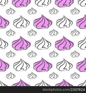 Meringues cookies seamless pattern. Marshmallow and zephyr vector illustration. French sweet cream dessert.. Meringues cookies seamless pattern. Marshmallow and zephyr vector illustration. French sweet cream dessert