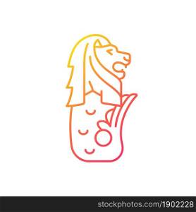 Merlion statue gradient linear vector icon. Half fish and half lion mascot. Mythical creature. Popular attraction. Thin line color symbol. Modern style pictogram. Vector isolated outline drawing. Merlion statue gradient linear vector icon