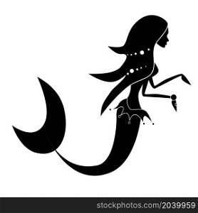 Mermaid beautiful girl isolated icon. Vector artistic illustration.