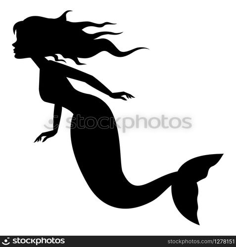 Mermaid silhouette swimming — Stockphotos.com