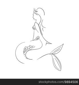 Mermaid siren line drawing vector