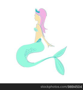 Mermaid siren sitting by sea vector