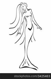 Mermaid tattoo - original hand drawn vector illustration