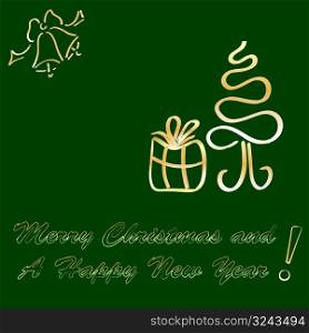Merry Christmas and A Happy New Year greeting card template, vector illustration