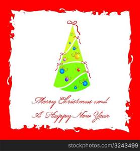 Merry Christmas and A Happy New Year greeting card template, vector illustration