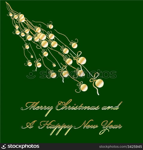 Merry Christmas and A Happy New Year greeting card template, vector illustration