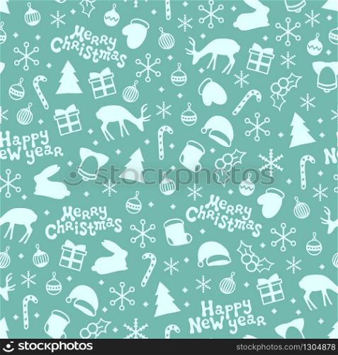 Merry Christmas and Happy New Year 2017. Christmas season hand drawn seamless pattern. Vector illustration. Doodle style. Decorations. Winter holiday backgrounds for design. Deer, snowflakes. Merry Christmas and Happy New Year 2017. Christmas season hand drawn seamless pattern. Vector illustration. Doodle style. Decorations. Winter holiday backgrounds for design. Deer, snowflakes, Santa