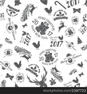 Merry Christmas and Happy New Year 2017 seamless pattern. Vector illustration. Xmas retro wallpaper.. Merry Christmas and Happy New Year 2017 seamless pattern.