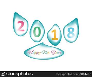 Merry Christmas and Happy New Year 2018, a holiday background with drops of water. Christmas card. Merry Christmas and Happy New Year 2018, a holiday background with drops of water. Vector. Christmas card. Vector