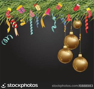 Merry christmas and happy new year 2018 wallpaper balls gold