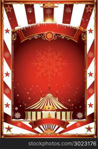 Merry christmas and happy new year. A circus poster on the christmas theme for your... Enjoy