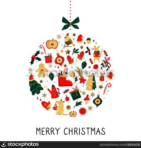 Merry Christmas and Happy New year abstract design. Holiday decoration vector graphic design. Merry Christmas and Happy New year abstract design