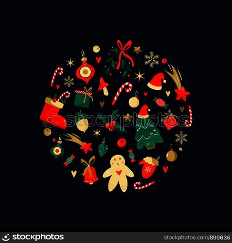 Merry Christmas and Happy New year abstract design. Holiday decoration vector graphic design. Merry Christmas and Happy New year abstract design