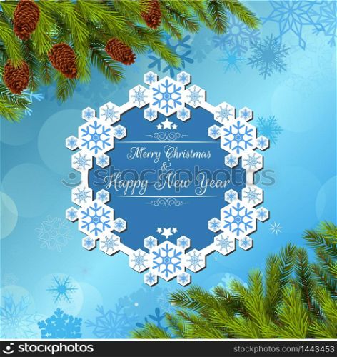 Merry christmas and happy new year background banner and christmas tree. vector