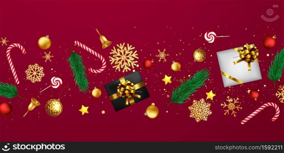 Merry Christmas and Happy New Year background. Celebration background template with ribbons. luxury greeting rich card.