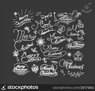 Merry Christmas and Happy New Year calligraphic and Typographic Background