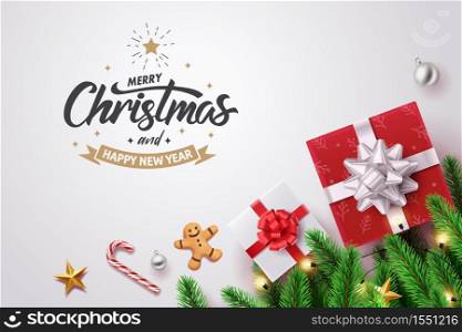 Merry Christmas and happy new year calligraphy, vector art and illustration.