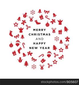Merry Christmas and Happy New Year Eve Greeting Card Vector Template