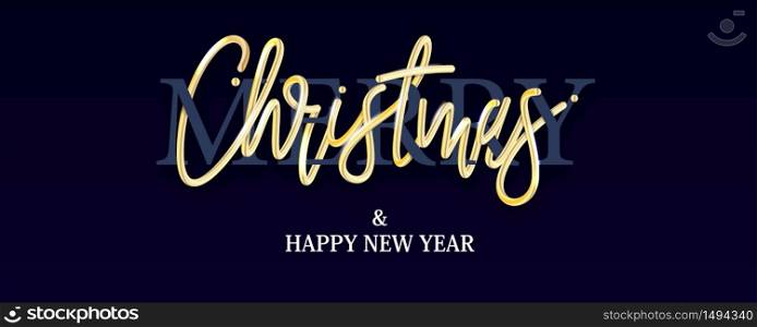 Merry Christmas and Happy New Year golden glitter text. Festive motion art background. Gold glitter abstract luxury background. Gold shine design.. Merry Christmas New Year golden glitter text