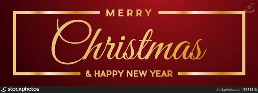 Merry Christmas and Happy New Year. Golden vector text for label or header
