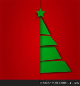 Merry Christmas and Happy New Year. Green christmas tree with green star