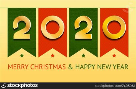 Merry christmas and Happy New Year greeting card design. 2020 Chinese year of rat, can also be used for title banner, flyer, calendar, poster, invitation, annual report. Happy New Year greeting card design 2020