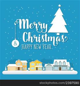 Merry Christmas and Happy New Year greeting card. Vector illustration. Xmas design for invitations, banners and flyers.. Merry Christmas and Happy New Year.