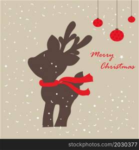 Merry Christmas and Happy New Year, greeting card with Christmas deer