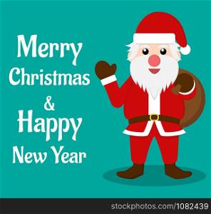 Merry Christmas and Happy New Year greeting card with Santa Claus