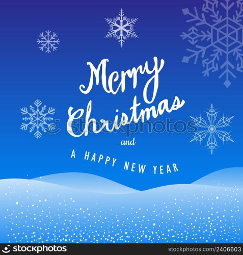 Merry Christmas and Happy New Year Hand Drawn snowflakes background vector illustration