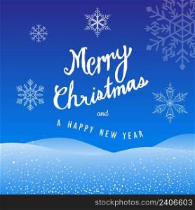 Merry Christmas and Happy New Year Hand Drawn snowflakes background vector illustration