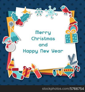 Merry Christmas and Happy New Year invitation card.