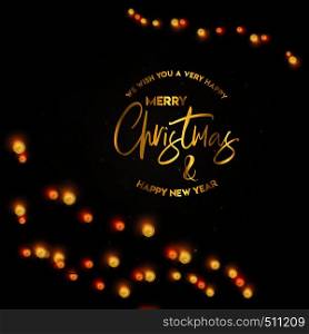 Merry Christmas and Happy New Year lettering. Vector EPS10 Abstract Template background